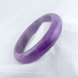 Natural Purple Jade Bangle, 7.5” 59.2 mm, Grade A Real Jade, Burma Jade, Lavender Jade, Smooth Round Cloudy Jadeite Bangle, Comfort Fit