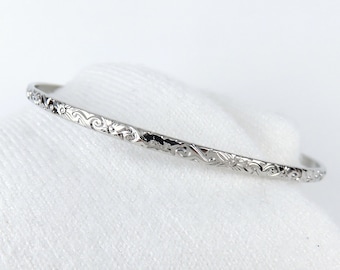 3 mm Hawaiianische Armreifen Design, Silber Armreif / Armreifen, versilbert