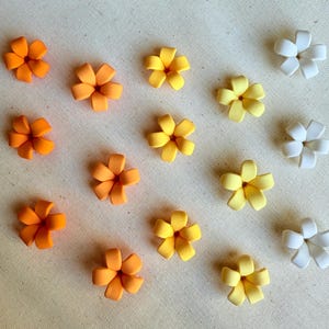 Natural Colors Puakenikeni Clay Flowers, 5 Stages, 50pc Mix Bag Polymer Clay Flowers Jewelry Making, DIY Flowers, Handmade Beads, Keni-04
