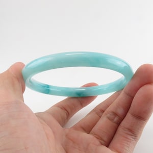 Ocean Blue Jade Bangles / Round, Smooth, High Quality Jade