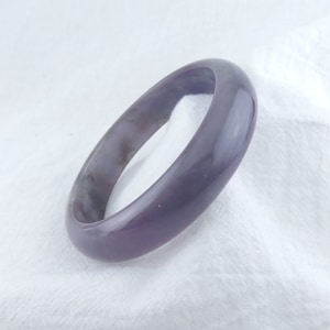 Natural Purple Jade Bangle, Smokey Purple, 7.5” 59.5 mm, Grade A Real Jade, Burma Jade, Lavender Jade, Smooth Round Ice Jadeite, Comfort Fit