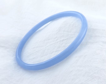 Thin Blue Jade Bangles / Round, Smooth, High Quality Jade Fits Size 7.5" to 8", Blue Bangle, Sea Blue Turquoise, Sky Blue