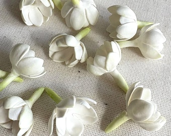 Partially Blooming Pikake Clay Flowers, White Pikake, Bags of 25 or 50, Pikake Clay Flowers for Jewelry Making, DIY, Handmade Clay Bead