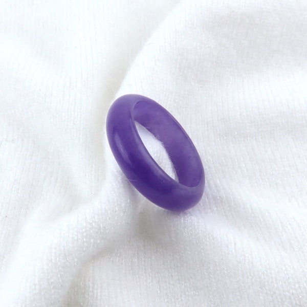 Purple Jade Ring, Real Jade / Lavender Jade, Unisex, Comfort Fit, Minimal Thin Band, Wedding Band, Engagement Band, Couple Band Ring