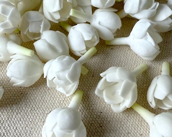 Half Bloom Pikake Clay Flowers, White Pikake, Pikake Clay Flowers for Jewelry Making, DIY, Handmade Clay Bead