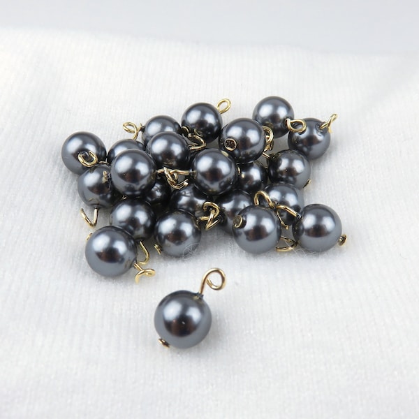 Bottom Hanging Loose Pearl / Black Tahitian Shell Pearls in Gold Dipped Head Pin Wires Hawaiian Island Style Jewelry Making