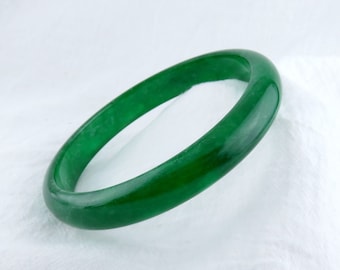 Large Size Real Jade Bangle, Natural Green Jade Bangles / Round, Smooth, High Quality Jade Size 9" 9.5" 10" 10.5"