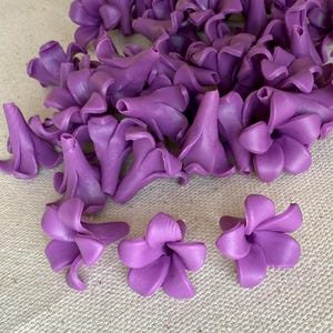 Violet Purple Puakenikeni Clay Flowers, 20mm Small Clay Beads for Earrings & Hawaiian Jewelry Making, Keni-01