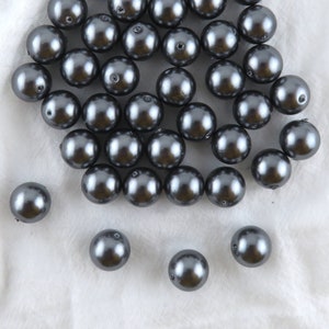 Center Drilled Black Loose Pearls / 8mm or 10mm Loose Shell Pearls for Jewelry Making