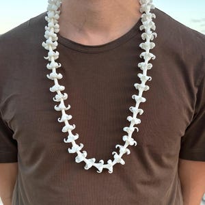 Handmade White Puakenikeni Flower Lei, Life-Like Clay Flowers, Handcrafted and Oven-Baked Flowers, Hawaiian Heritage Collection
