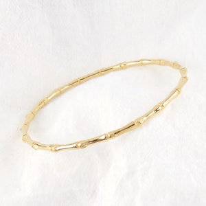 Thin Gold Bamboo Design Bangle / Bamboo Bracelet, Island