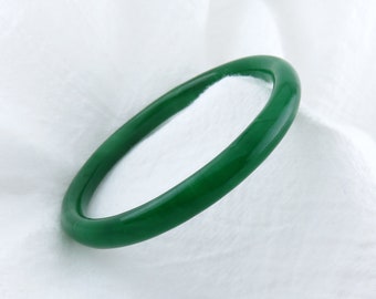 ダークグリーンの翡翠バングル / 8mm翡翠バングル、丸型、滑らか、高