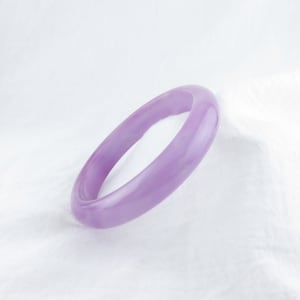 Natural Purple Jade Bangle, 8” 63.2mm, Grade A Real Jade, Burma Jade, Lavender Jade, Smooth Round Icy Jadeite Bangle, Comfort Fit