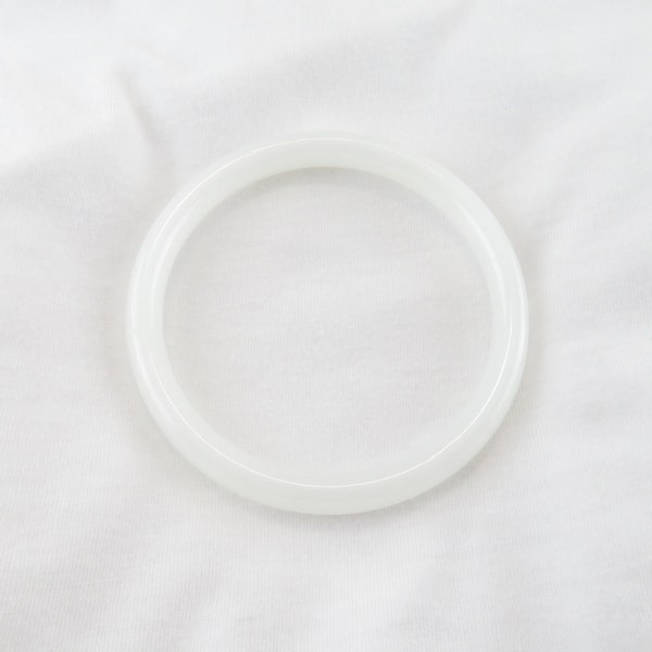 Thin White Jade Bangles / Round, Smooth, High Quality Jade Fits Size 7.5" to 8"