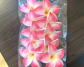 Dark Pink Plumeria Flower, 3.5" No Stem, Artificial Foam Flower for Crafts / Foam Flower no stems, Frangipani, Pua, For Hair clips, Hats