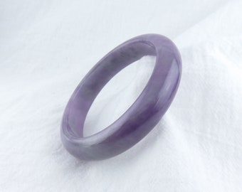 薄紫色の翡翠バングル 天然パープルジェイドバングル、7.5インチ（58.8mm）、グレードAの天然