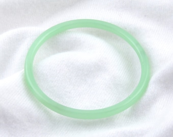 Thin Light Green Jade Bangles / Round, Smooth, High Quality Jade Fits Size 7.5" to 8"