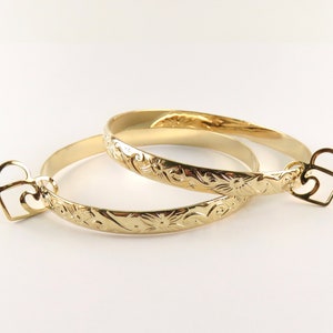 7mm Hawaiian Hamilton Gold Bracelet Bangles, Hamilton Gold Bracelet