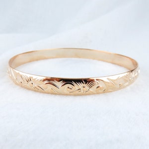 7mm Rose Gold Hawaiian Bangle, Hamilton Gold Bracelet