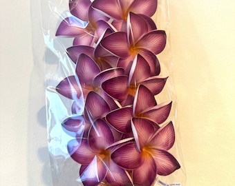 Purple Plumeria Flower, Loose 3.5" No Stem, Artificial Foam Flower for Crafts / Foam Flower no stems, Frangipani, Pua, For Hair clips, Hats