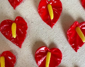 Small Red Anthurium Clay Flowers – 1" | Hawaiian Flower Supplies for Jewelry, Leis, Hair Accessories, ANTH-03