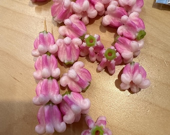 Pink Painted Clay Crown Flower Beads, Jewelry Making Garland Making, Crown Flower Loose Beads / DIY Crown Flowers, Handcrafted Clay