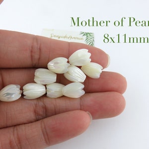 8x11mm or 7x8mm Mother of Pearl Pikake Loose Beads / DIY Hawaiian Jasmine Flower Floral Island Style Jewelry Making Carved Mother of Pearl image 4