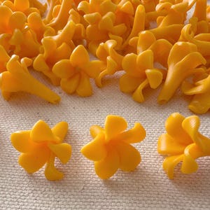 Orange Yellow Puakenikeni Clay Flowers, 20mm Small Clay Beads for Earrings & Hawaiian Jewelry Making, Keni-01