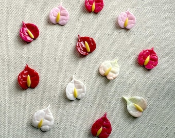 Mini flores de anturio de arcilla, anturios de colores surtidos para hacer joyas, flores hawaianas, materiales para manualidades, arcilla hecha a mano.