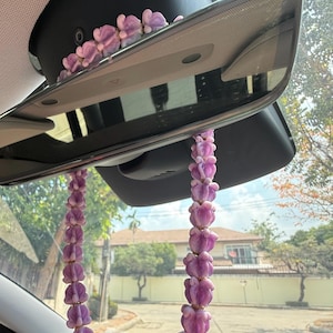 Hawaiian Car Lei, Mini Car Lei, Handmade Purple Crown Flowers, 18&quot; Long,Hand Painted Flowers, Handmade to Order, Perfect Gift, Aloha Car Lei