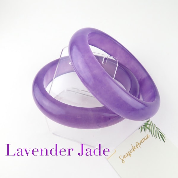 Purple Jade Bangles / Lavender Jade, Fits Size 7.5” and 8”