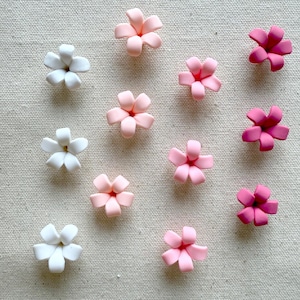 Pink Puakenikeni Clay Flowers, Mix Pink Shades, 50pc Mix Bag Polymer Clay Flowers Jewelry Making, DIY Flowers, Handmade Beads, Keni-04