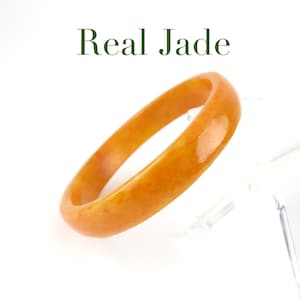 Orange Jade Bangles, Kid's Bangles / 10mm thickness, Orange Jade for Children, Real Jade Bracelet, Kid's Size, 53mm