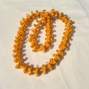 Handmade Orange-Yellow Puakenikeni Flower Lei, Made in Hawaii , Life-Like Clay Flowers, Handcrafted and Oven-Baked Flowers