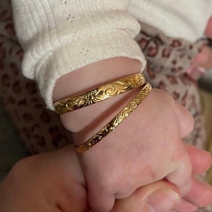 Thin Gold Baby Bangle Hawaiian Heirloom Design Hamilton Hawaiian Gold Plated Jewelry Baby Bracelet Baby Jewelry Keiki Kid's Bangle 3mm