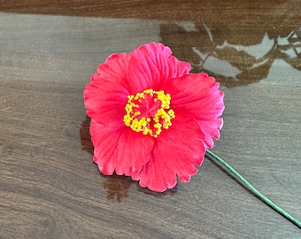 Red Hibiscus Foam Flower, 3" Ear Flower, Hair Pick / Hawaiian Flower, Tropical Flower, Hula Flowers, Hula Dance, Real