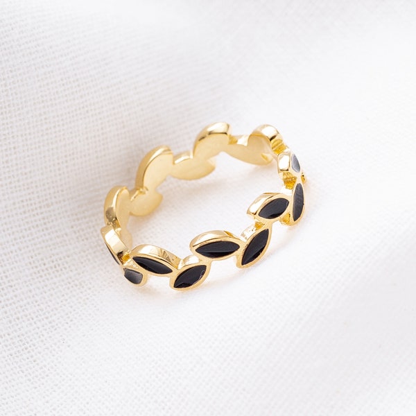 Gold Leaf Eternity Band Ring / Dainty Stackable Ring, Sizes 5-12, wedding band, thumb ring, unisex, simple ring