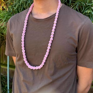 Crown Flower Lei, Solid Pink Crown Flower Lei, Painted Flowers for Jewelry Making, DIY Flowers, Handmade Polymer Clay, 33&quot; Long