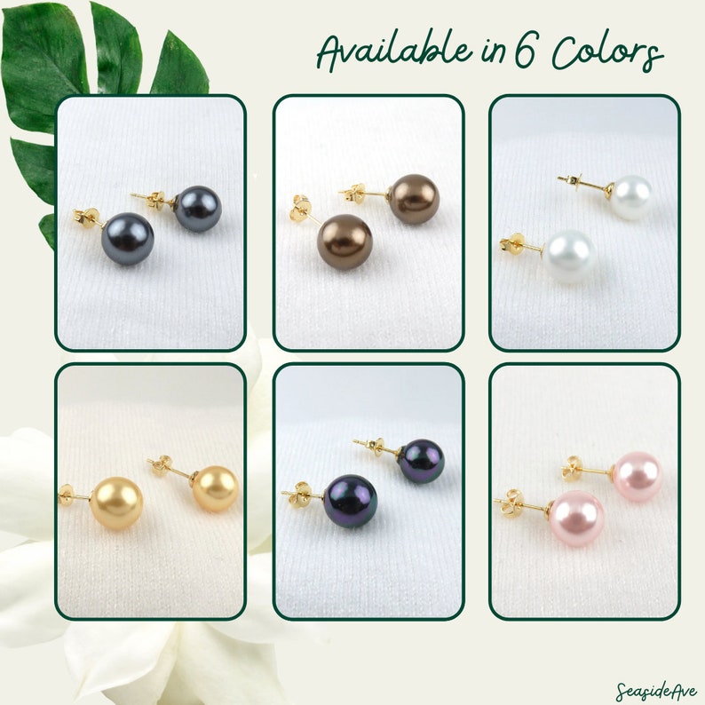 Black Pearl Stud Earrings / Minimalist Elegant Jewelry Simple Everyday Wear, Shell Pearl, Pearl Post Earrings, 8mm 10mm 12mm image 5