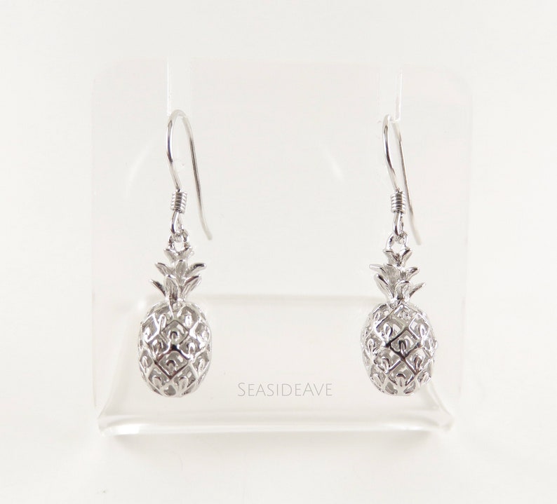 3D Pineapple Tropical Earrings solid 925 sterling silver gifts for her
