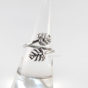 Monstera Leaf Wrap Ring Silver Bypass Ring Cuff Ring Wrap Adjustable Silver Statement Ring Plant Mom Plant Lover Indoor Plant Gift for Her