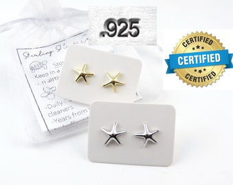 Mini Star Stud Earrings / 925 Sterling Silver, starfish, celestial