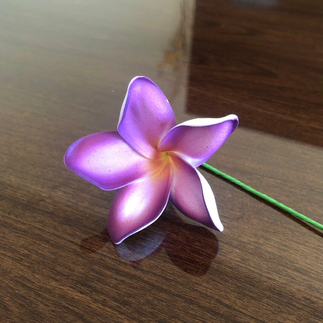 Purple Plumeria, Artificial Foam Flower, Ear Flower / 2.25 Ear Flower With Stem, Frangipani, Pua