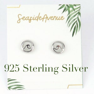 8mm Cut Out Ocean Wave Stud Earrings / 925 Sterling Silver, Cute studs, Petite Jewelry, Simple Minimalist, Dainty, Second Third Pair 925 Sterling Silver