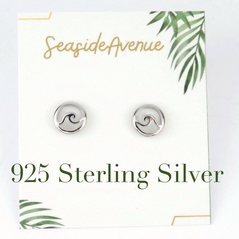 8mm Cut Out Ocean Wave Stud Earrings / 925 Sterling Silver, Cute studs, Petite Jewelry, Simple Minimalist, Dainty, Second Third Pair 925 Sterling Silver