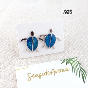 Orecchini a forma di tartaruga marina / Argento Sterling 925, orecchini unisex, tartaruga blu