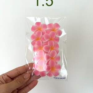 Puede incluir: Una bolsa de 1,5 pulgadas de decoraciones de flores de frangipani rosas, hechas en Tailandia.
