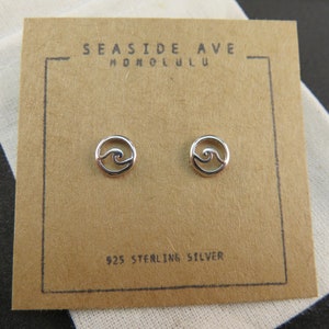 8mm Cut Out Ocean Wave Stud Earrings / 925 Sterling Silver, Cute studs, Petite Jewelry, Simple Minimalist, Dainty, Second Third Pair image 2