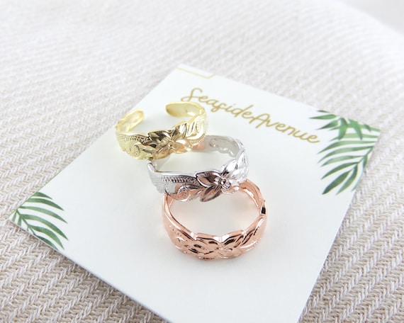 Hawaiian Scroll Toe Ring / Silver Gold Rose Gold Adjustable