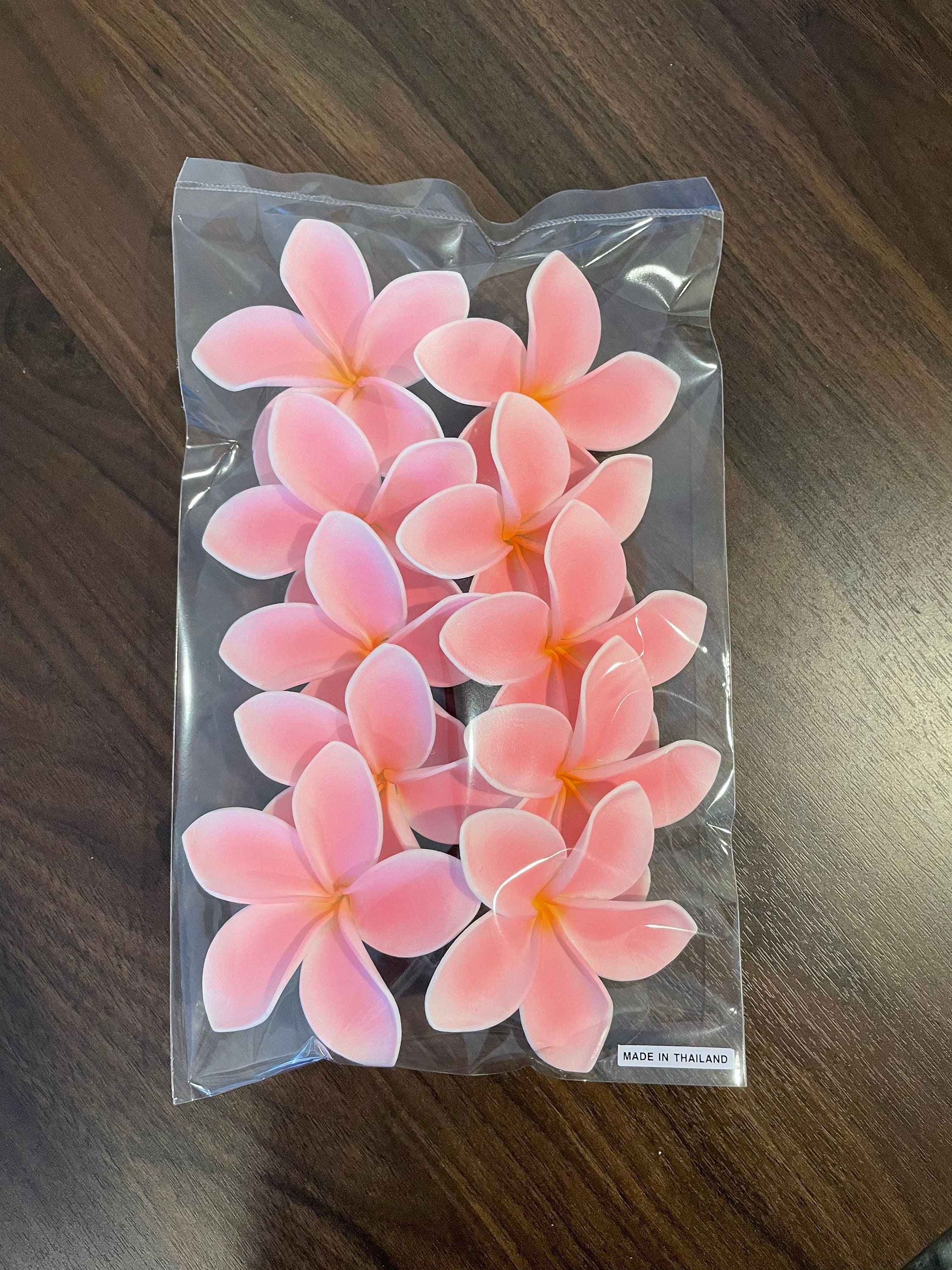 3インチ 茎なし ライトピンク プルメリア、工芸品用人工フォーム